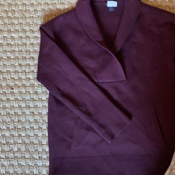 J Crew Heavy 100% Merino Wool Sweater burgundy w/gold zippers - Picture 5 of 10